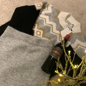 Stylish Black and Gold Chevron Sweater with Skirt set